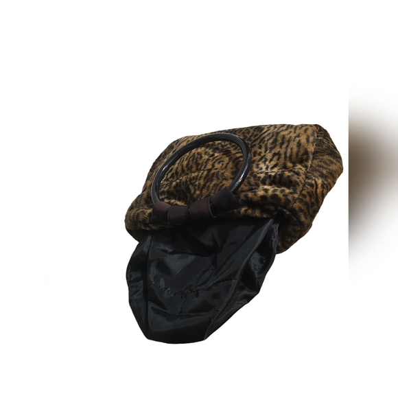 NEW 90s Original Custom Vintage Leopard Print Handle Bag and Thick Scarf - Picture 3 of 12